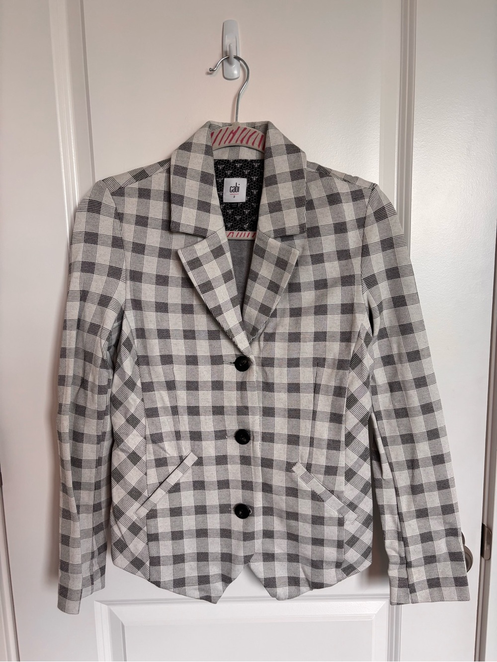 Cabi Checked Gray Blazer Jacket Tailored Coat